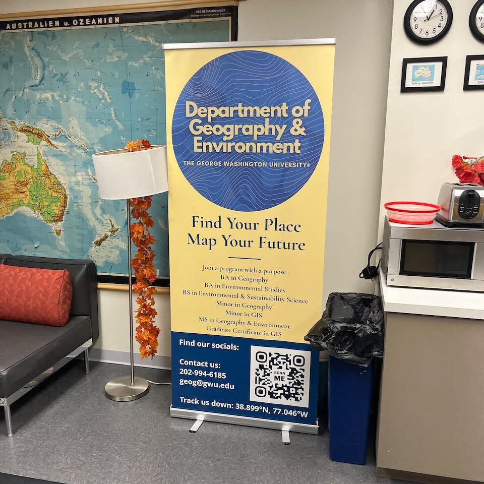 Department of Geography and Environment sign in a university office